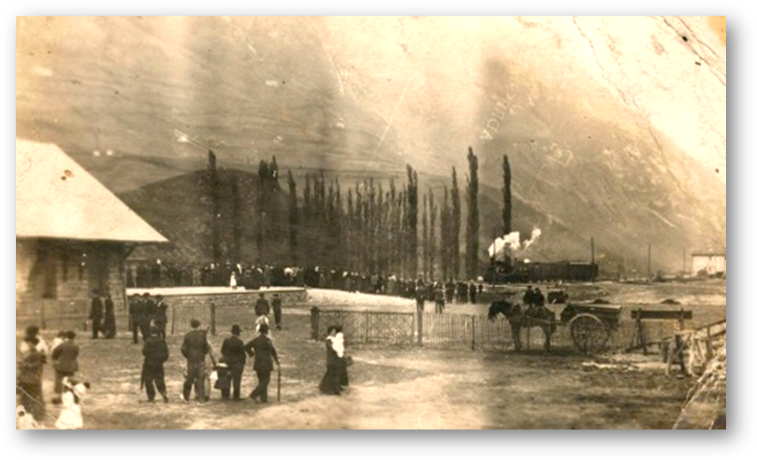 Inauguration arrive train Bedous 1914